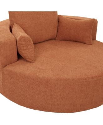Streamdale Swivel Barrel Accent Chair with Pillows - Orange Red
