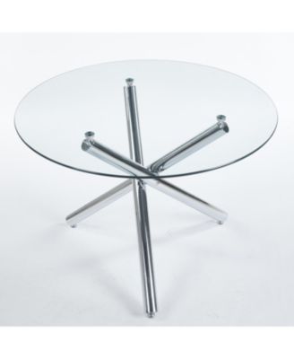 Chrome Glass Dining Table - Modern Kitchen/Living Room Table 110cm