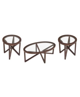 Modern Wood Base, Round Top Glass Coffee Table