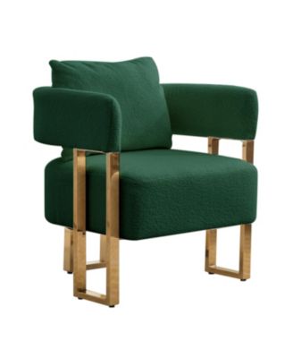 TS Modern Green Teddy Fleece Chair Gold Legs 2PC