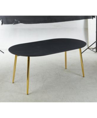 Extendable Dining/Office/Coffee Table, Metal Leg, MDF Top, Golden/Black