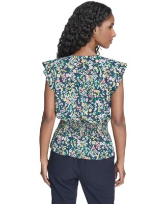 Women's Floral Smocked Peplum Top