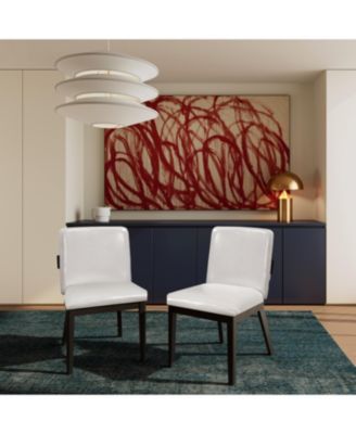 Wood & White Leather Dining Chairs