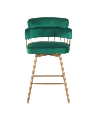 Streamdale 26" Swivel Bar Stools Set of 2, Upholstered with Backs, Green