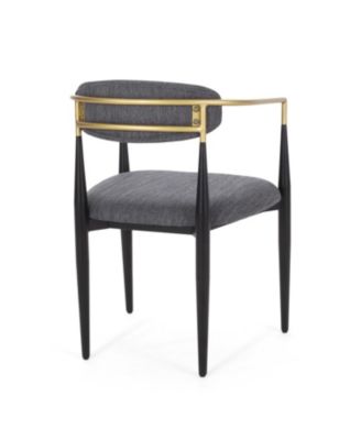 Modern Gold Accent Upholstered Dining Chairs (Set of 2)