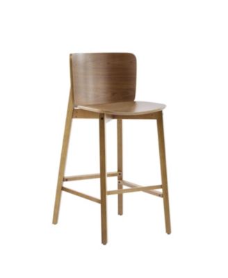 Pari Indoor Wooden Barstool, Walnut Finished, Set of 2