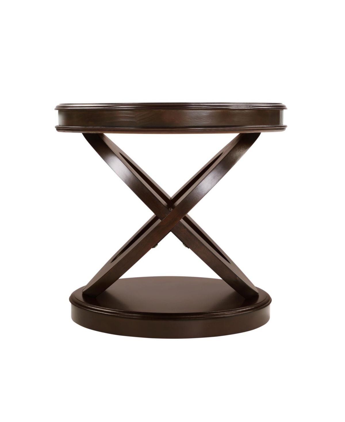 Streamdale Furniture Retro Round Wooden End Table, X-Base, Espresso