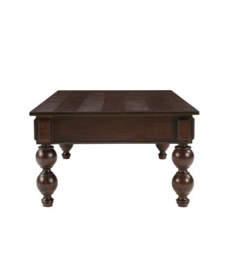 Streamdale Espresso Rectangular Coffee Table with Drawer & Wood Legs