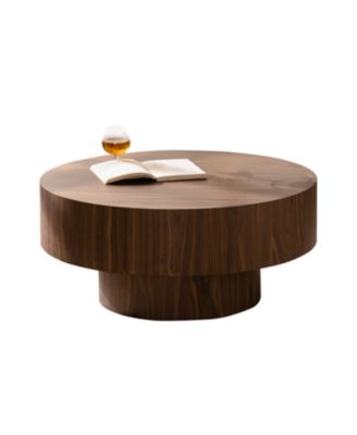 Round Wood Coffee Table - 30.5" Walnut - Living Room/Office