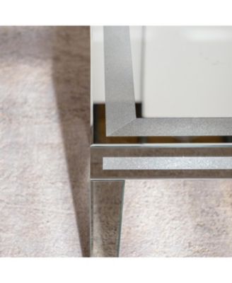  Silver Crushed Crystal Coffee Table, Mirrored Glass, Glam Modern