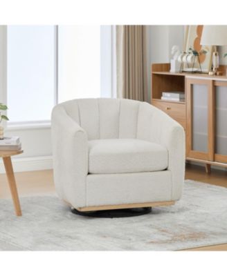  Chenille Swivel Barrel Chair, Tufted Pumpkin Armchair