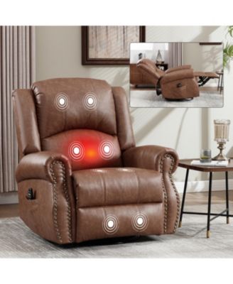 + 1 Pc. + Fabric + Heat Massage, Swivel + Rocker Recliner Chair