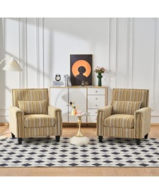 Streamdale Yellow Striped Accent Chair with Nailhead Trim