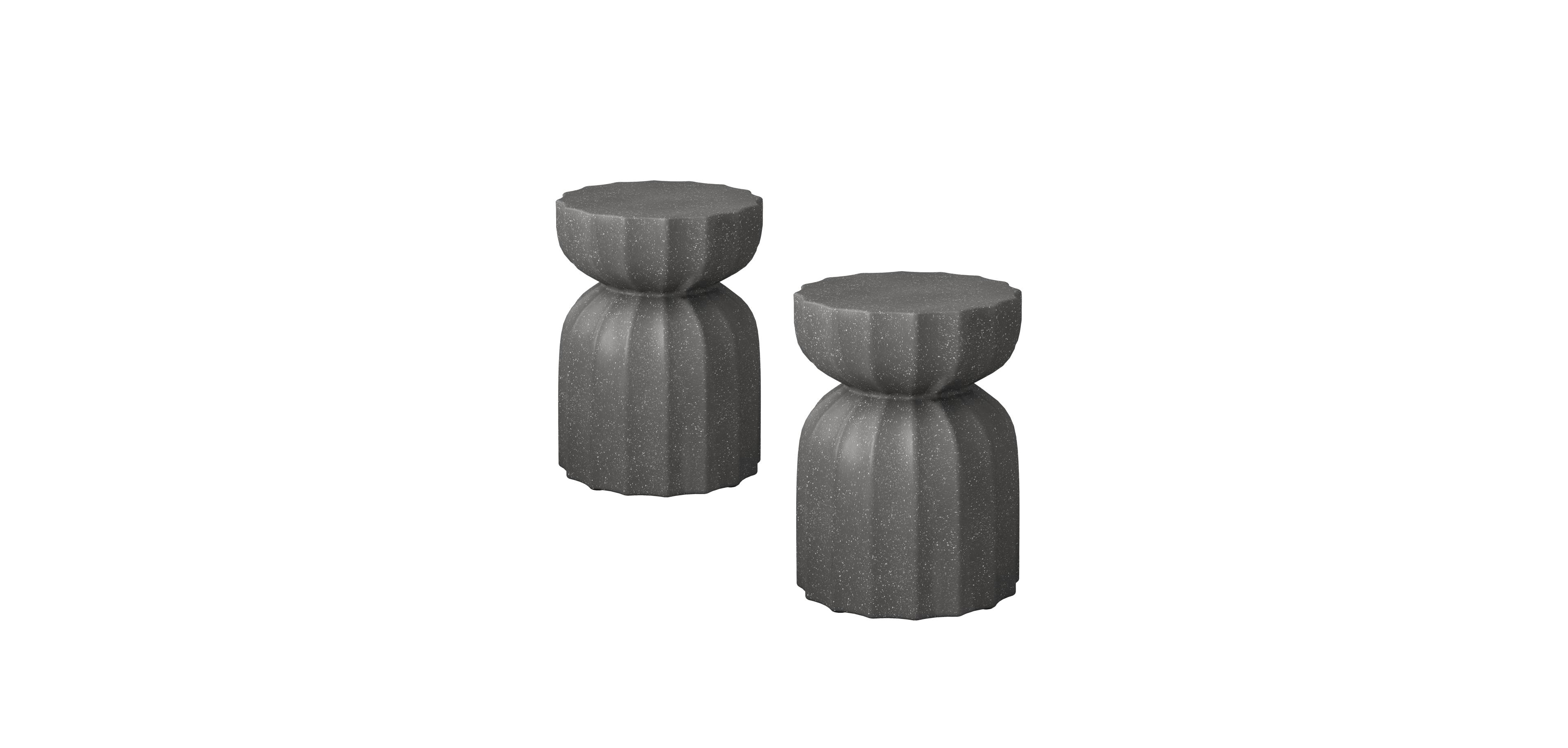 Streamdale Furniture 13" Modern Waterproof Coffee/Side Table Set, MgO Cement, Indoor/Outdoor, Grey, 2PC