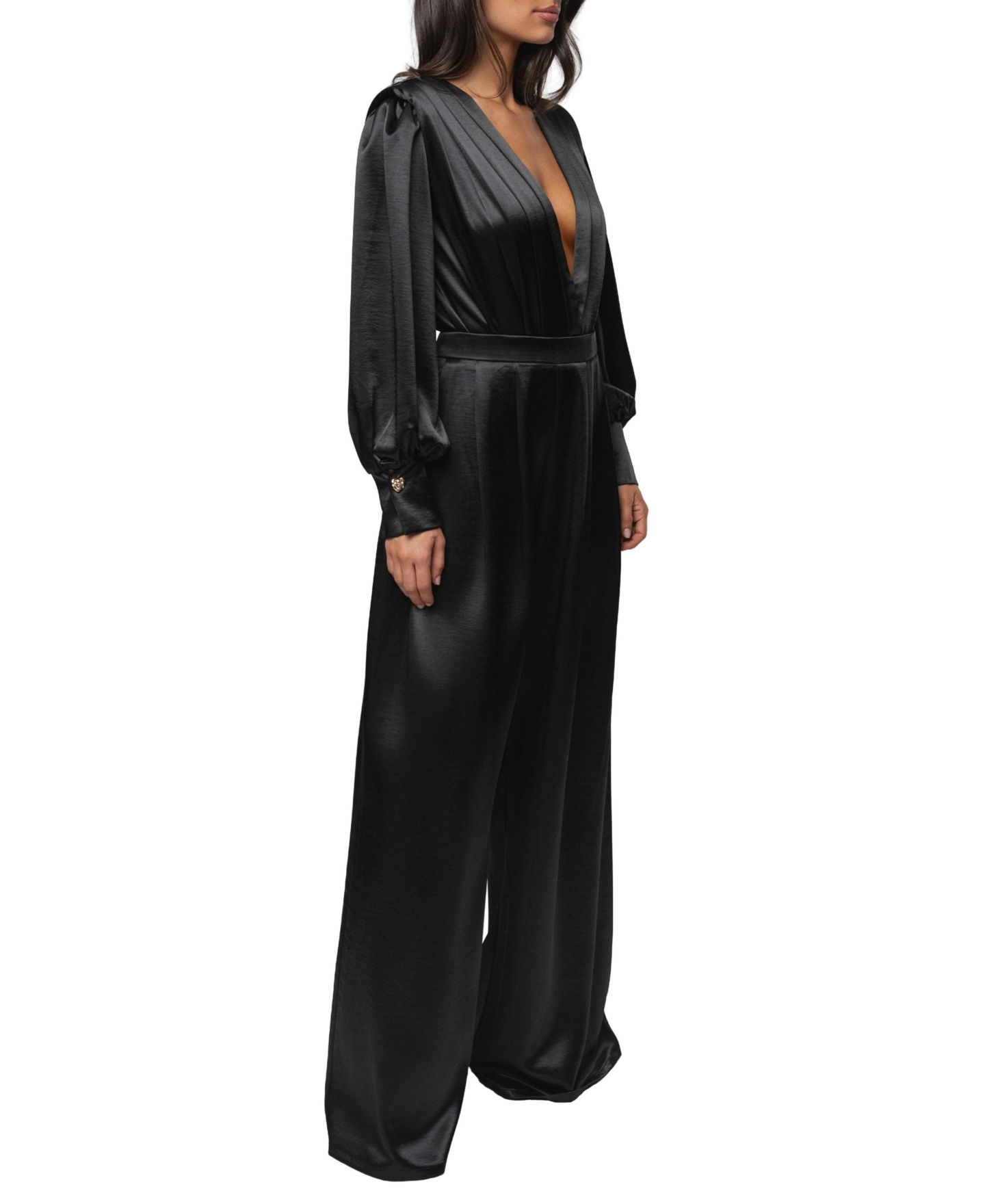 Женские брюки JLUXLABEL Satin Bliss Pleated Pant, цвет: Чёрный — фото 5