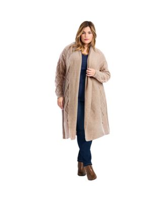 Women's Plus Size Paris Longline Cable Cardi