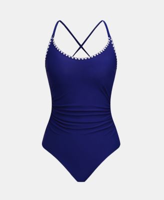 Women's Crossback Ruched One Piece Swimsuit