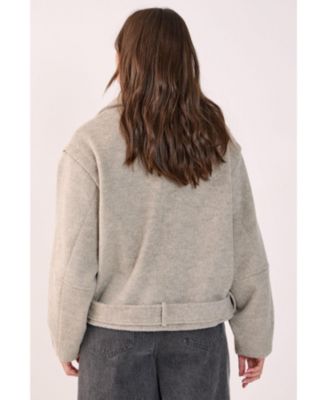 Women's Oversized Brushed Belted Biker Jacket