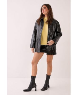 Women's Croc Vinyl Faux Leather Clean Jacket