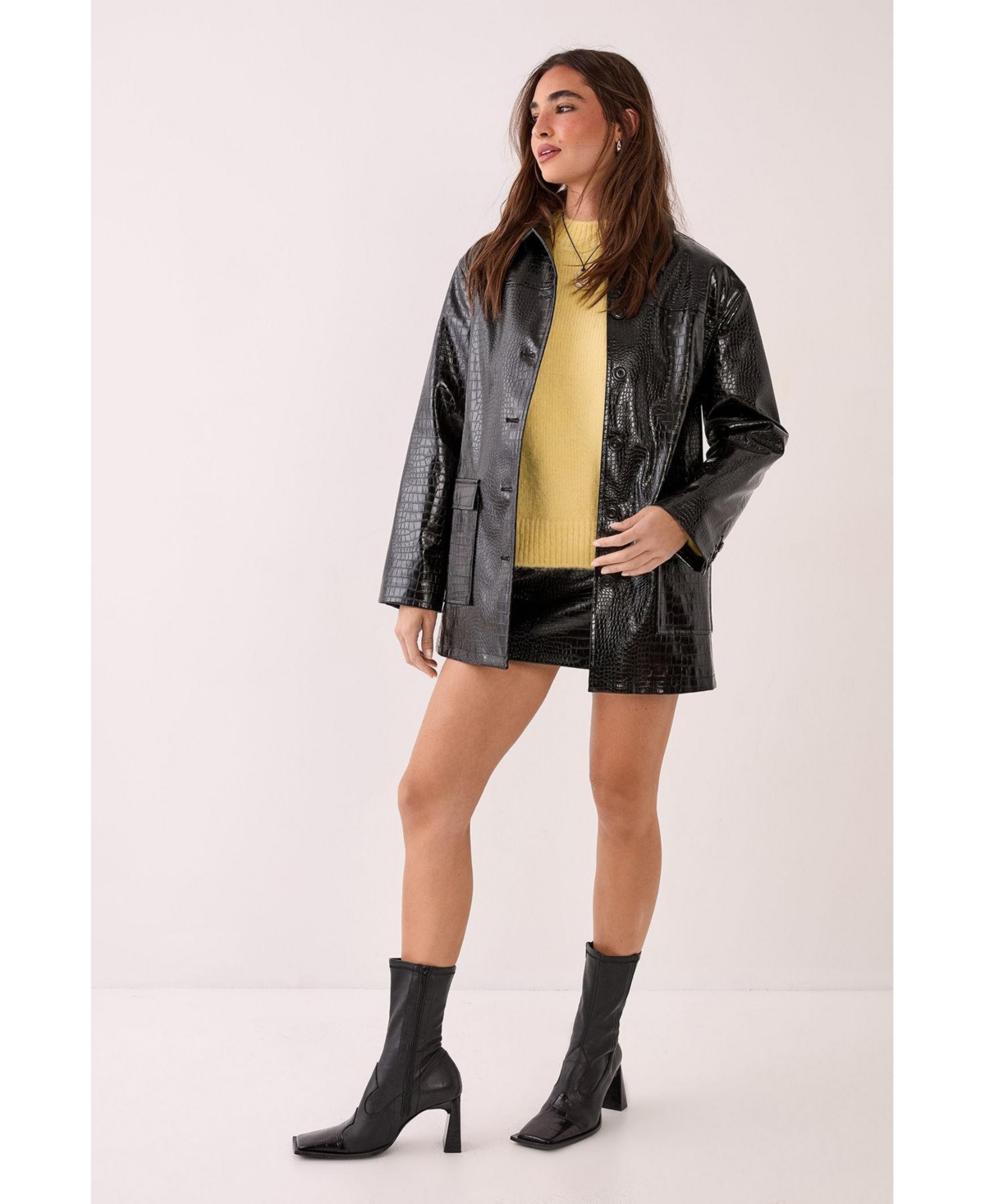 Nasty Gal Women's Croc Vinyl Faux Leather Clean Jacket