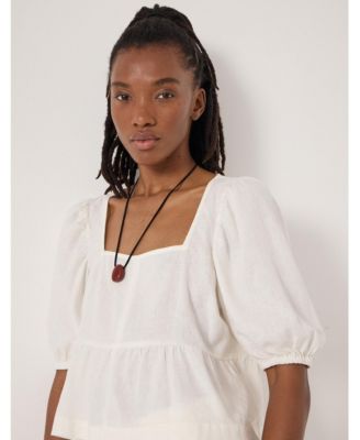 Women's Alva Puff Sleeve Linen Beach Top