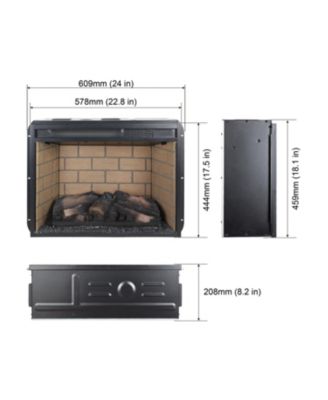 23 inch infrared quartz heater fireplace insert -woodlog version with brick
