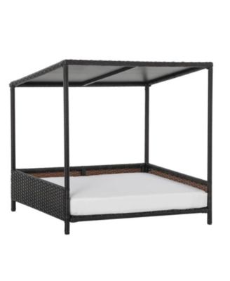 Brown Raised Rattan Cat Bed