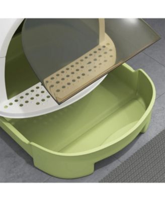 Refreshing Green Cat Litter Box with Lid, Scoop & Bags: A Complete Odor-Control Kit for a Fresher Home