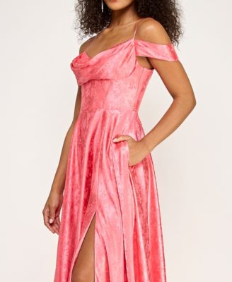 Juniors' Sweetheart-Neck Jacquard Dress