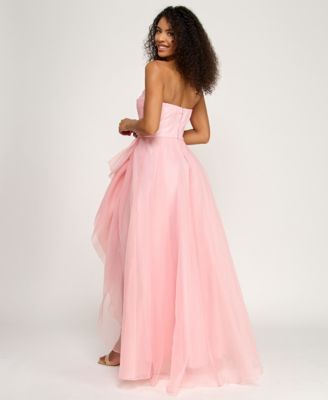 Juniors' Asymmetric Drape Strapless Ball Gown, Created for Macy's