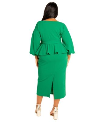 Plus Size Off Shoulder Peplum Midi Dress