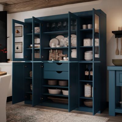 100% Solid Wood Pantry Cabinet, Shaker Doors, 2 Drawers, Adjustable Shelves, 65" Wide, 71.5" Tall