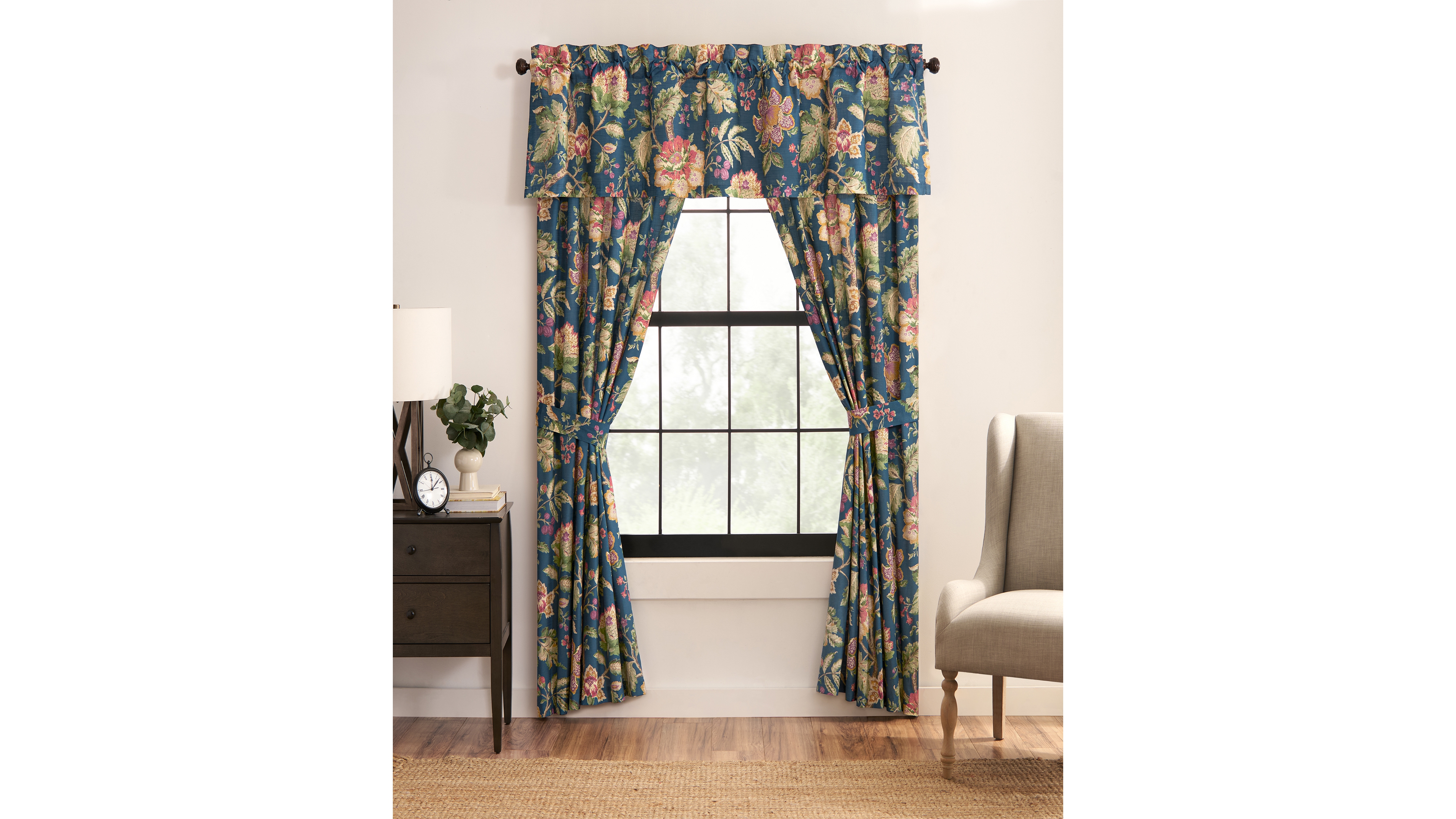 Rose Tree Secret Garden Floral Tailored Drapery Panel Set, 50" x 84"