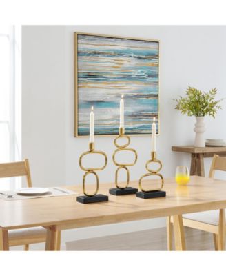 Eduardo Gold and Black Candlestick Candle Holders - Set of 3