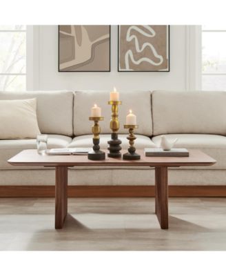 Nara Antique Brass and Vintage Wood Taper Candle Holders - Set of 3