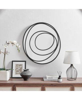 Sonya 25.5-inch Contemporary Continuous Circles Wall Mirror with Black Iron Accents