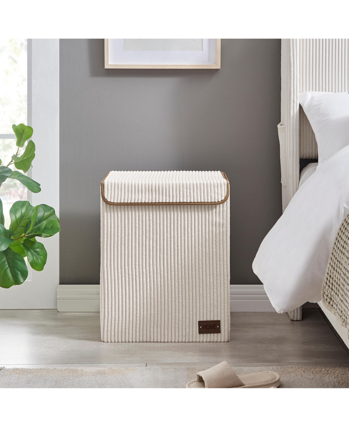 Danya B Collapsible Corduroy Laundry Hamper Storage