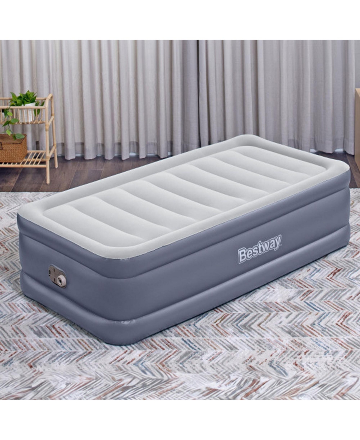 Bestway Tritech Air Mattress Inflatable Twin-Sized Bed with Built-In Ac Pump