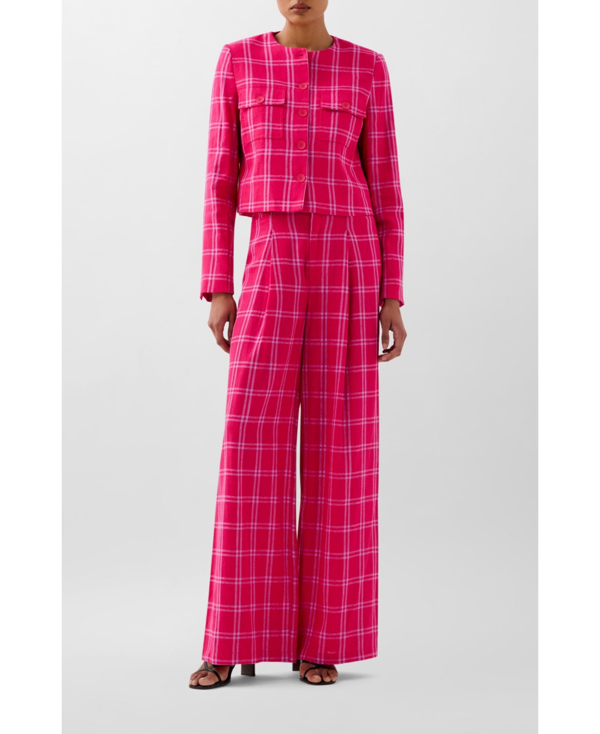 Scalpers Women's Linen Check Blazer