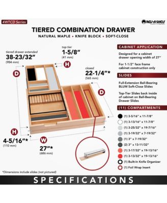 27'' Tiered Cutlery Drawer Organizer with Soft-Close, 4WTCD-30HSC-1