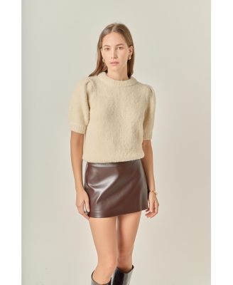 Women's Boucle Puff Sleeve Knit Top