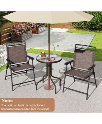 3 PCS Outdoor Bistro Dining Furniture Set with 1.57" Umbrella Hole Rippled