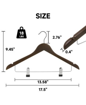 Premium Wooden Clothes Hangers with Swivel Hook – Solid Wood Skirt/Pant Hangers with Clips for Suits and Coats