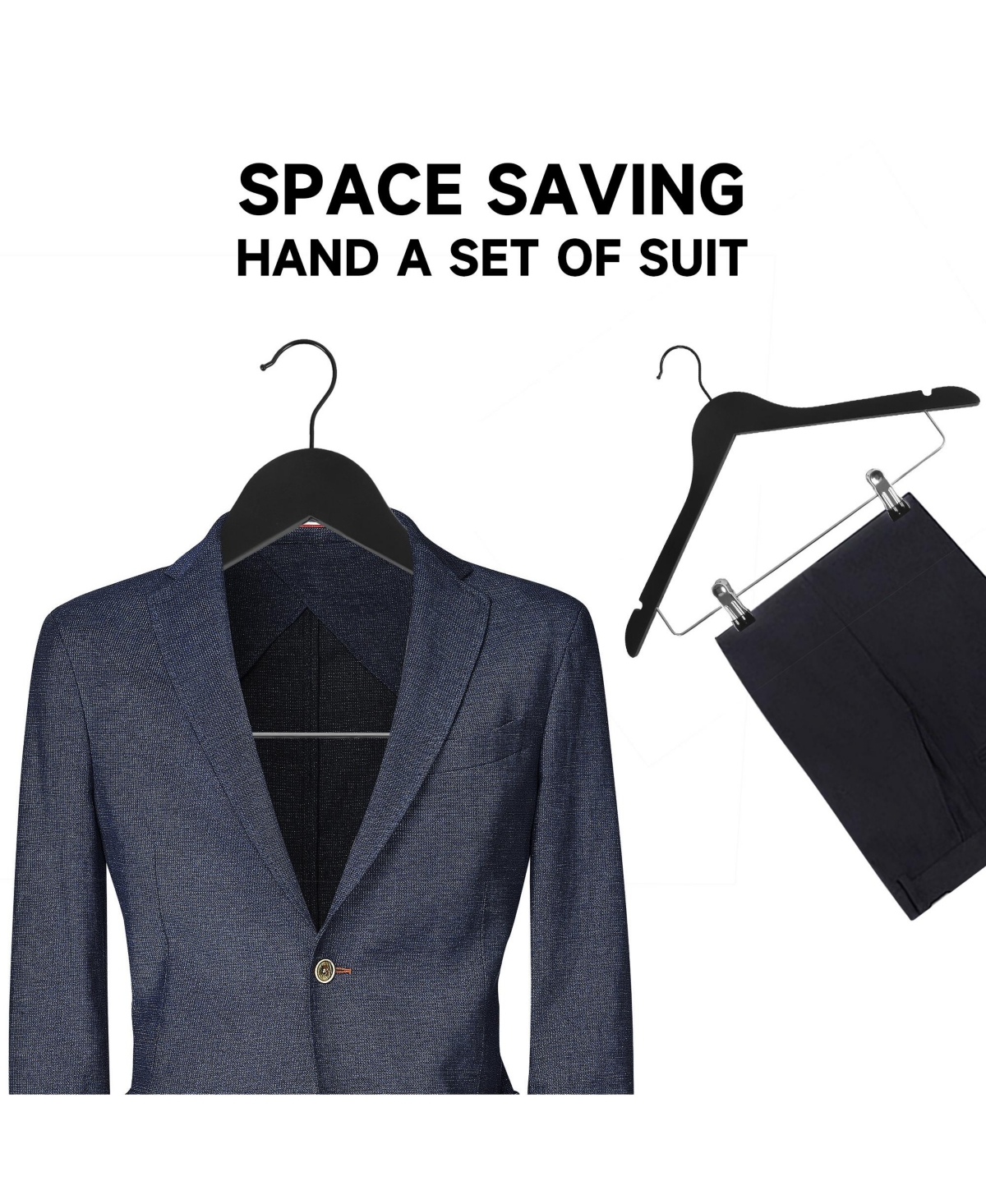 BP4U Premium Wooden Clothes Hangers with Swivel Hook – Solid Wood Skirt/Pant Clips for Suits and Coats