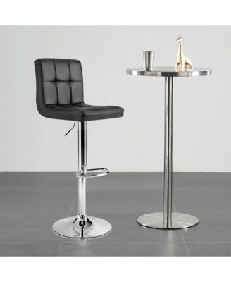 Adjustable Armless Bar Stool Full Back Swivel Kitchen Counter Bar Chair PU Leather