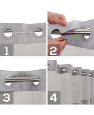 Slub Texture Shower Curtain with Snap-In Liner, and Sheer Window, 71"X74"