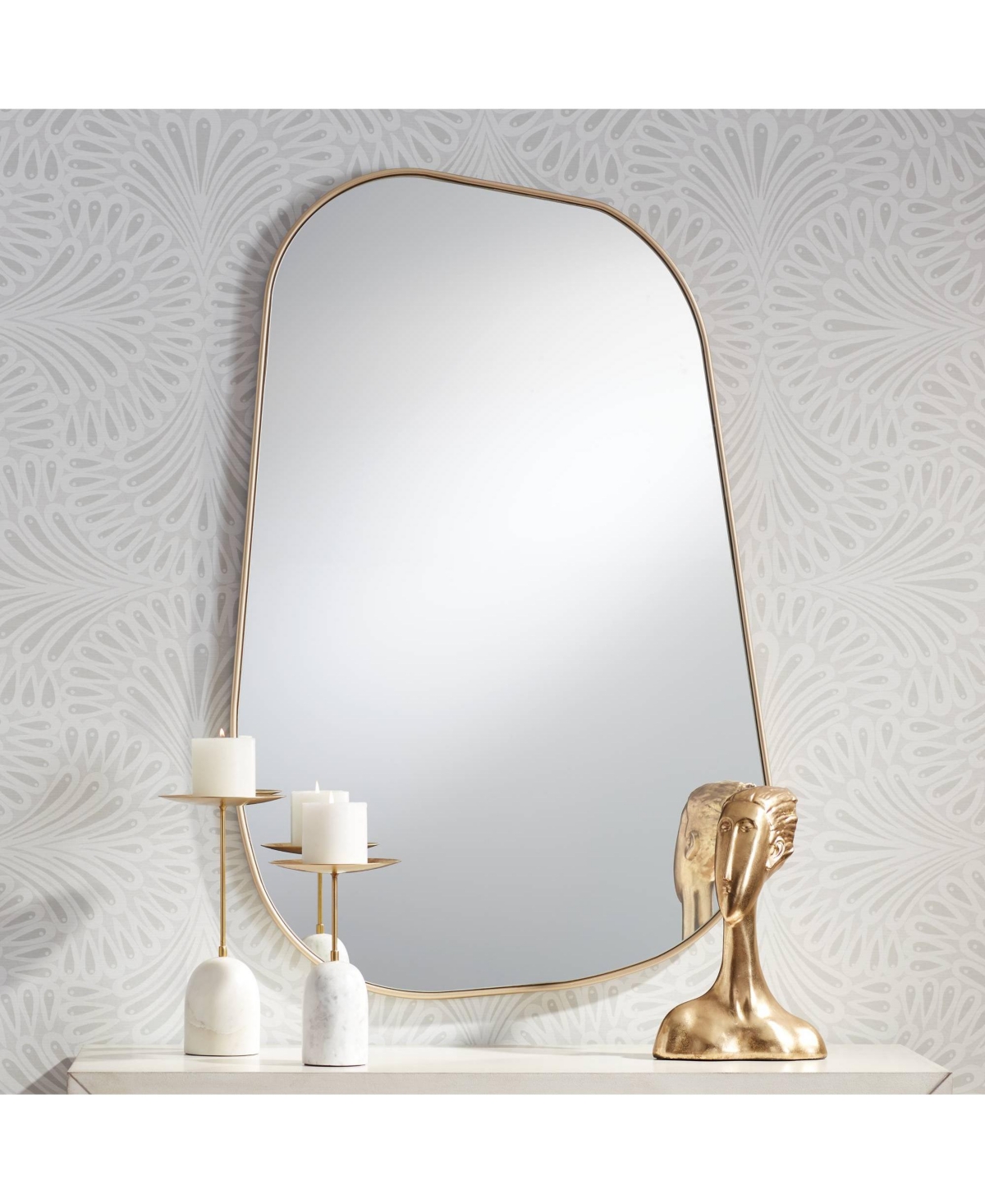 Possini Euro Design Modern Curved Corner Rectangular Vanity Wall Mirror for Bathroom Bedroom Living Room Office