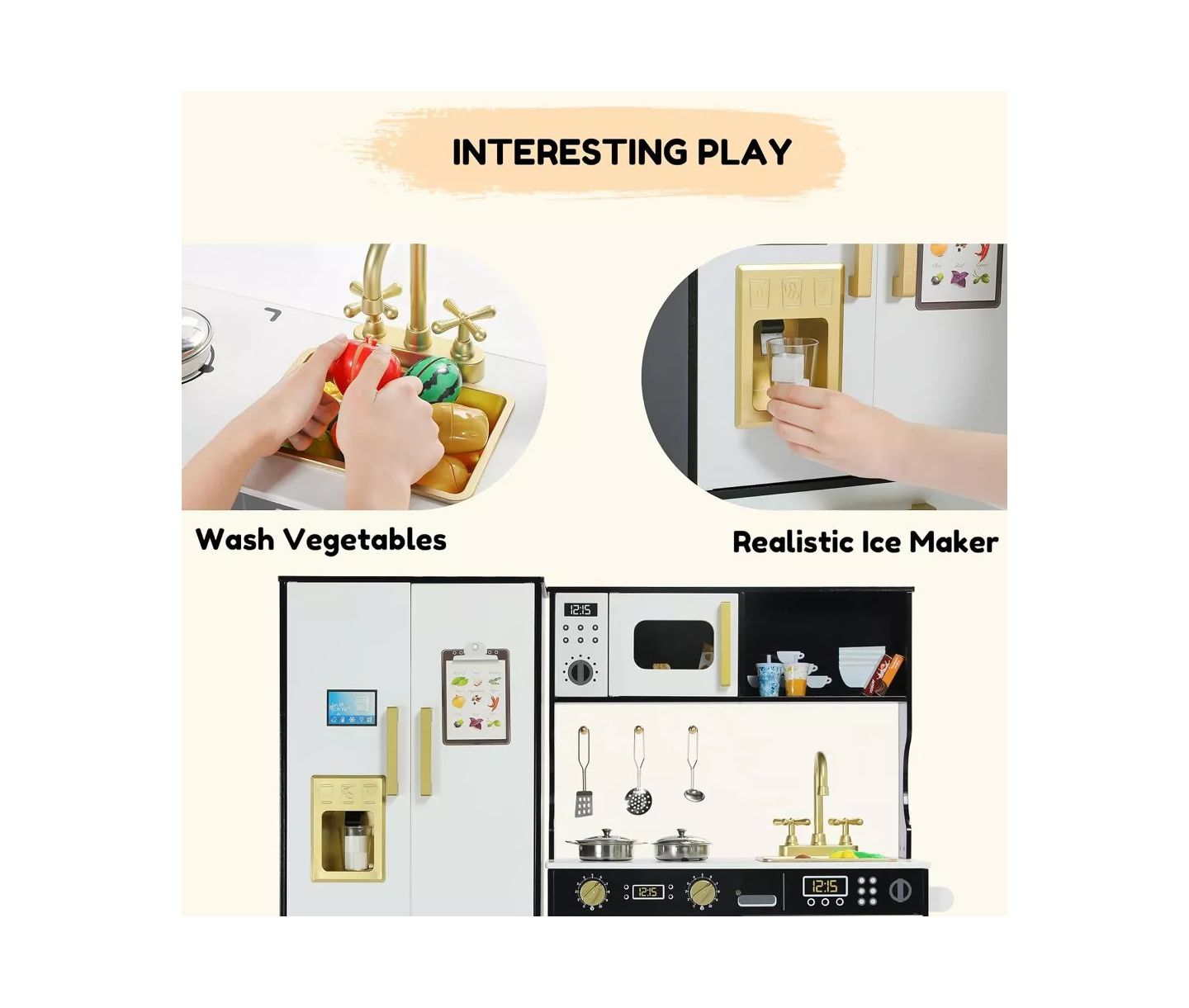 Детская игрушка Kinder King Working Ice Maker Pretend Play Kitchen, Ages 3+, цвет: Чёрный — фото 7