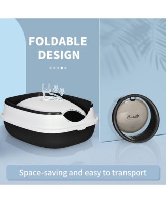 Foldable Covered Cat Litter Box with Two Way Entrance