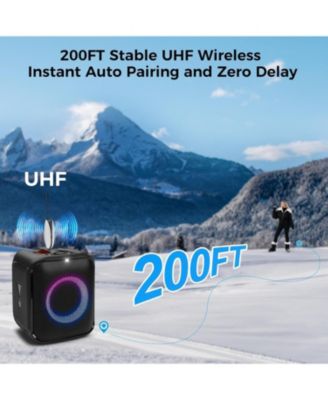 UHF Wireless Microphone System 2 Metal Handheld Mics Rechargeable Auto Frequency Scan LCD Display 200ft Range for Karaoke Church Stage